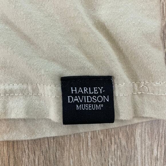 Harley-Davidson Raglan Long Sleeve Graphic Tee Size L Orange Beige Museum - Picture 6 of 9